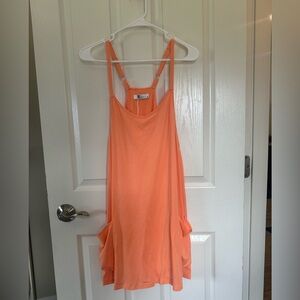 Orange Sleeveless Dress with shorts underneath
